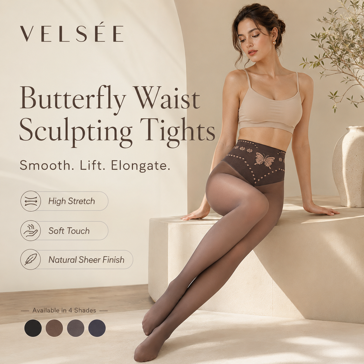 VELSÉE Butterfly Waist Shaping Sheer Tights