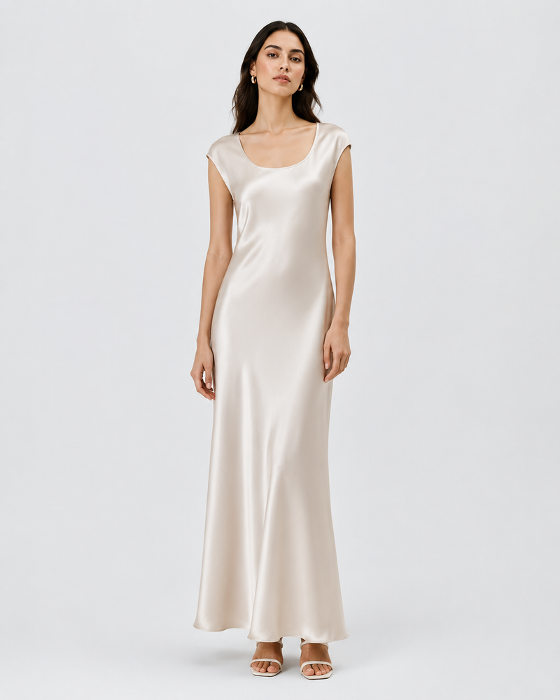 VELSÉE Pure Silk Satin Maxi Dress | 100% Mulberry Silk Elegant Slip Dress for Women