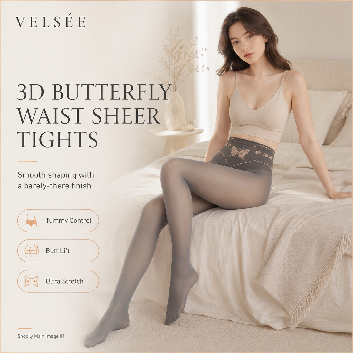 VELSÉE Butterfly Waist Shaping Sheer Tights