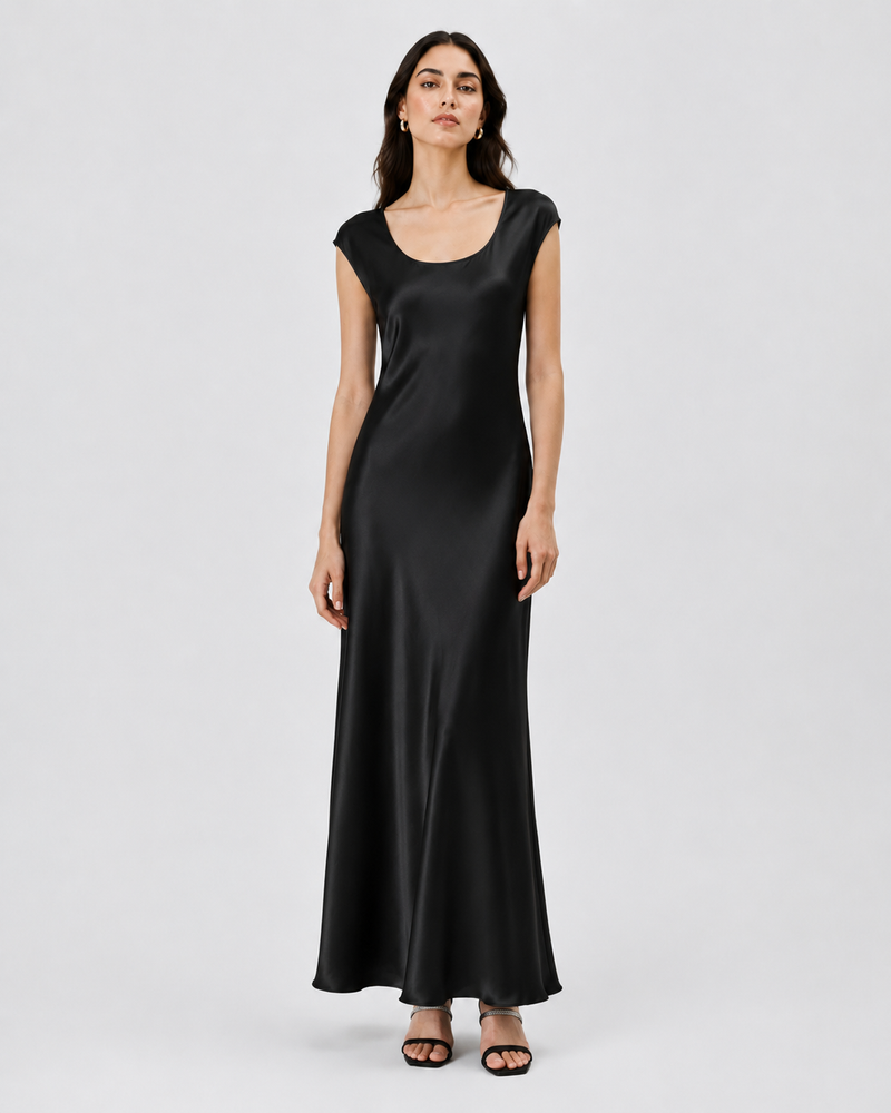 VELSÉE Pure Silk Satin Maxi Dress | 100% Mulberry Silk Elegant Slip Dress for Women