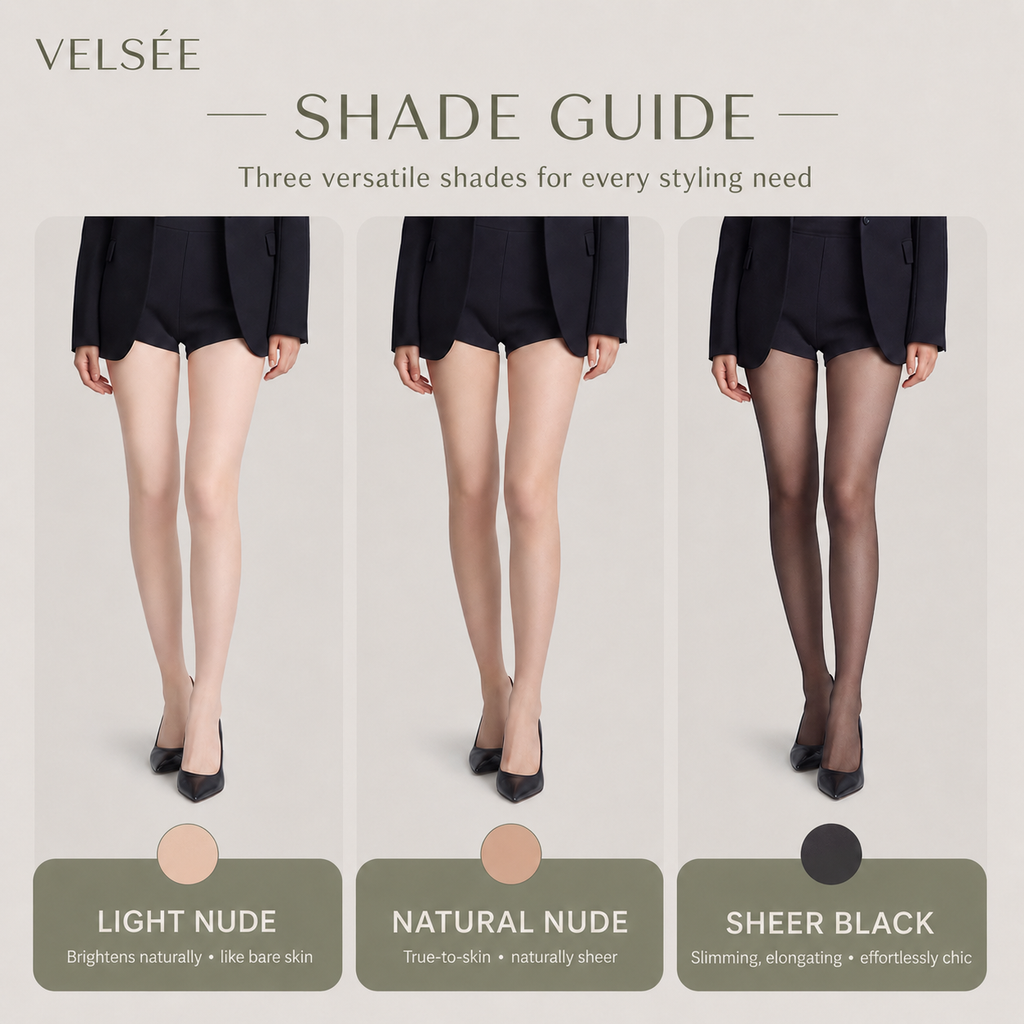 Velsée Women's Soft Silk Sheer Tights | Run-Resistant No-Slip Natural Skin Tone | Quiet Luxury Feminine Hosiery