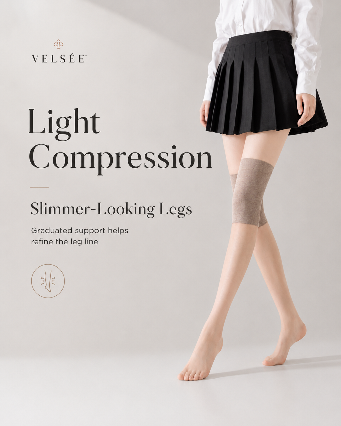 VELSÉE Women’s Cooling Knee High Stocking Sleeves Anti-Slip Summer Leg Covers for Dresses