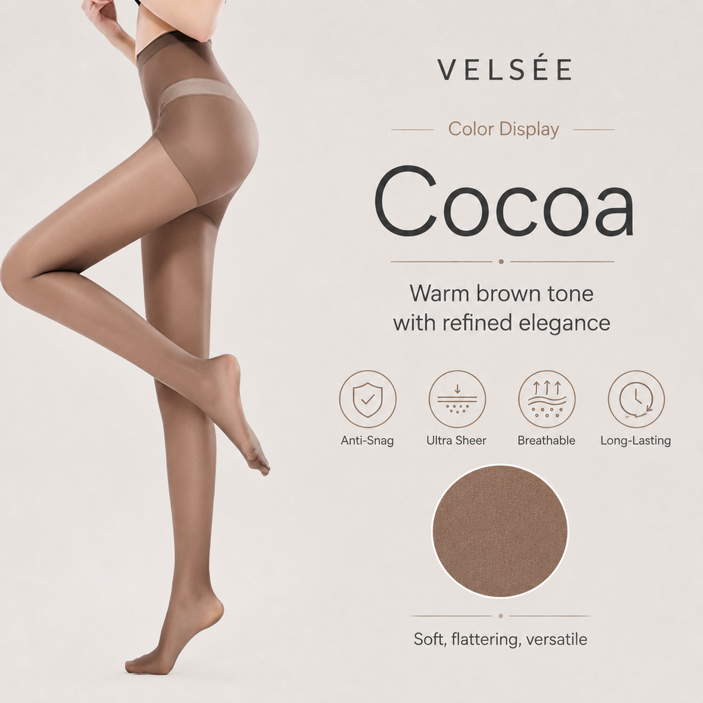 VELSÉE Women's Ultra-Sheer Run-Resistant Pantyhose | No-Slip Waistband Summer Tights